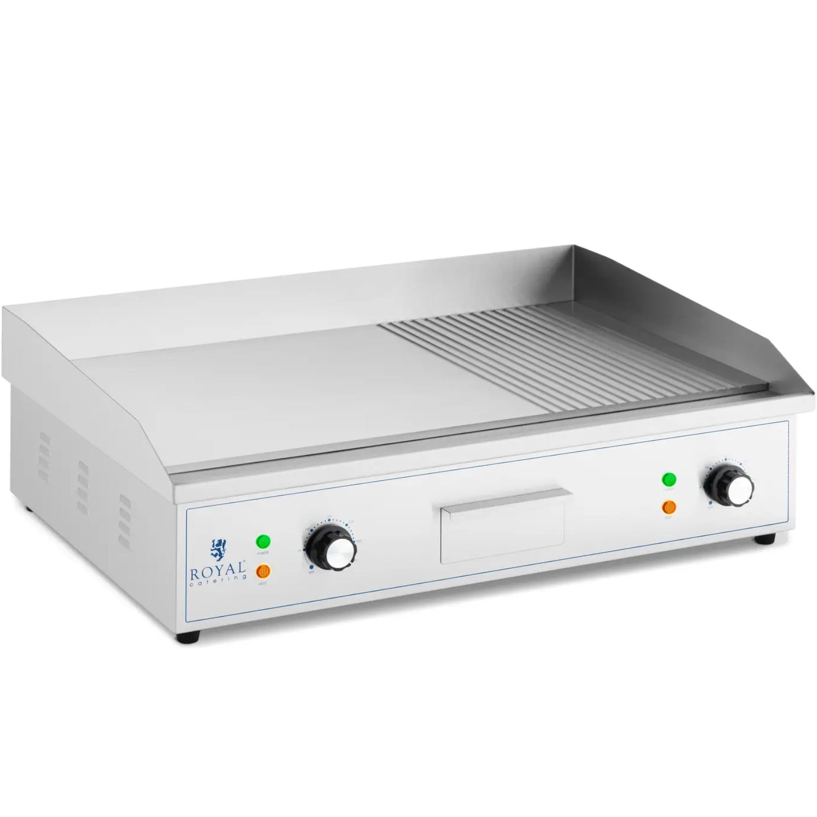 Electric grill, smooth, grooved grill plate, 727 x 420 mm, 4400 W - Carlat