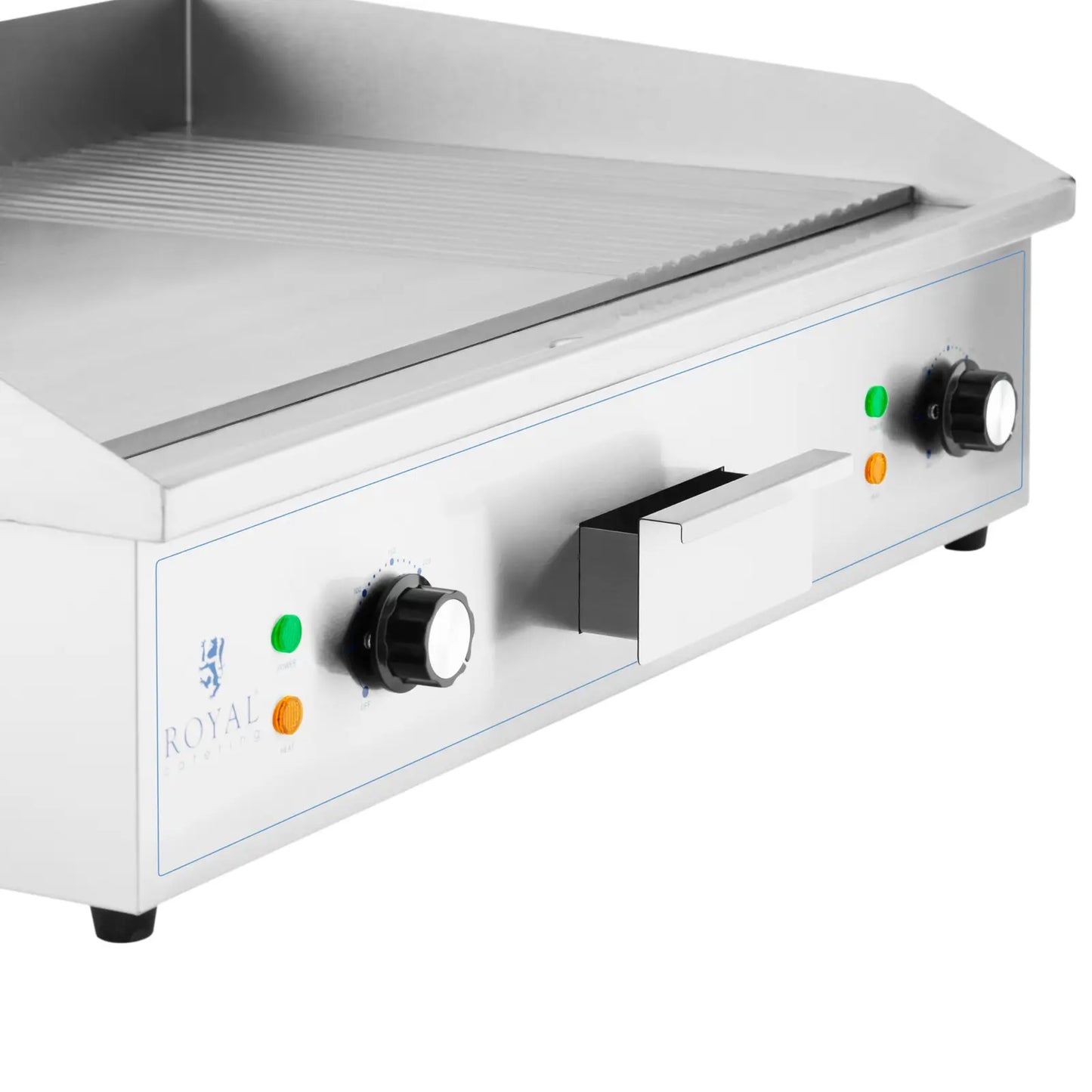 Electric grill, smooth, grooved grill plate, 727 x 420 mm, 4400 W - Carlat