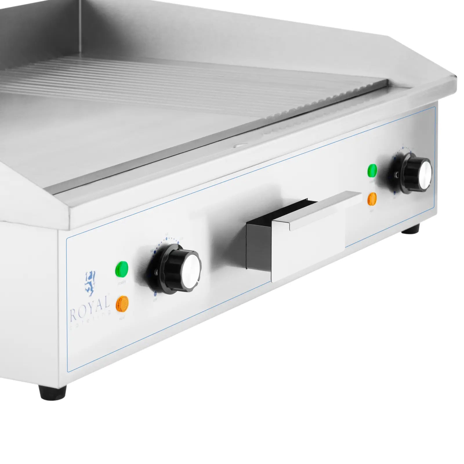 Electric grill, smooth, grooved grill plate, 727 x 420 mm, 4400 W - Carlat
