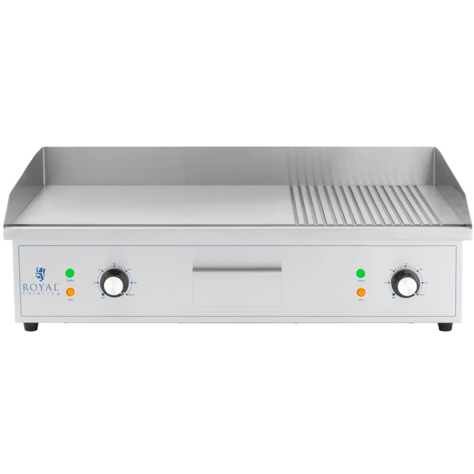 Electric grill, smooth, grooved grill plate, 727 x 420 mm, 4400 W - Carlat