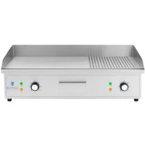 Electric grill, smooth, grooved grill plate, 727 x 420 mm, 4400 W - Carlat