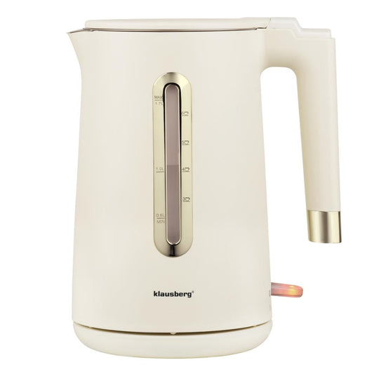 Electric kettle, 1.7 L, cream-colored 304 stainless steel, Klausberg KB-9004 - Carlat