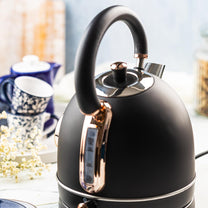 Electric kettle with thermometer, stainless steel, black/rose gold, 1.8 L, 1850–2200 W, Klausberg, KB-7905 - Carlat