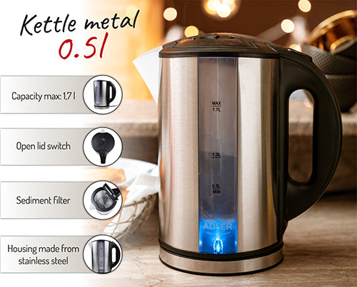 ADLER Electric kettles – AD 1216 1.7-liter metal kettle – image 2
