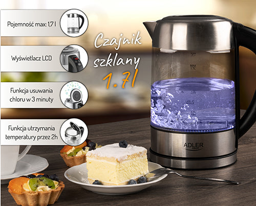 ADLER Electric kettles – AD 1247 1.7-liter glass kettle with temperature control – image 4