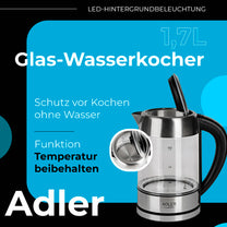 ADLER Electric kettles – AD 1247 1.7-liter glass kettle with temperature control – image 14
