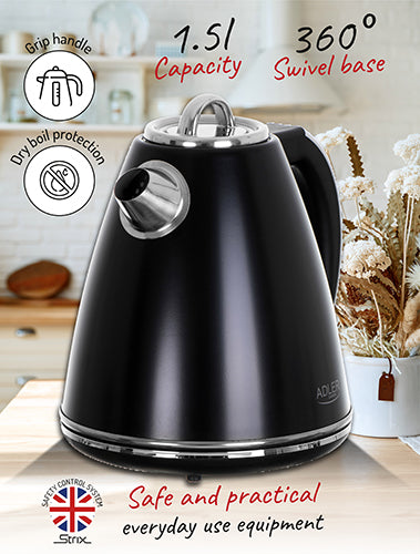 ADLER Electric kettles – AD 1343 black 1.5-liter Strix metal kettle – image 12