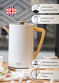 ADLER Electric kettles – AD 1347 white Strix 1.7-liter metal kettle – image 12