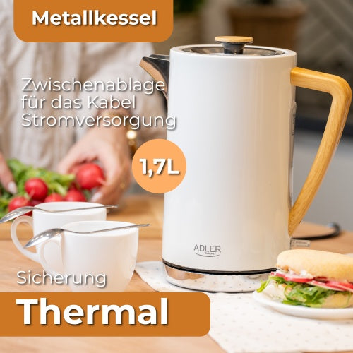 ADLER Electric kettles – AD 1347 white Strix 1.7-liter metal kettle – image 15