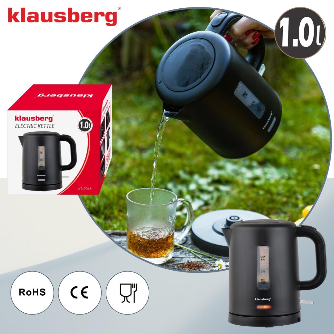 Electric kettles – Electric Travel Kettle, Black, 1.0 L, Klausberg, KB-9046 - Carlat