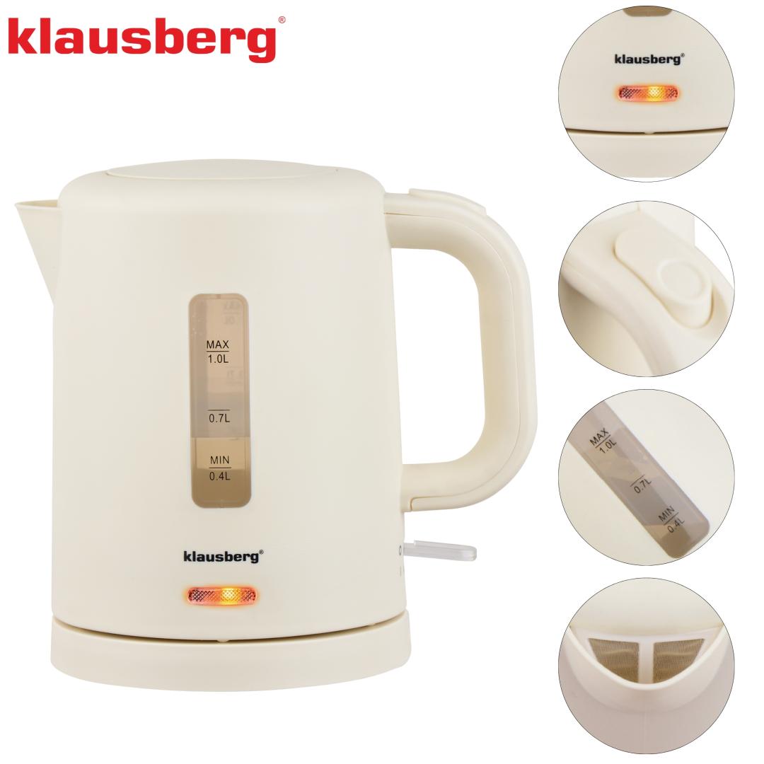 Electric kettles – Electric Travel Kettle, Cream, 1.0 L, Klausberg, KB-9047 - Carlat