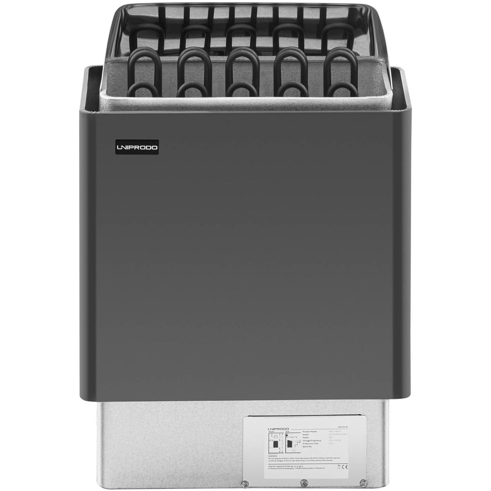 Electric sauna oven 9-13 m3 to 110C 400 V 9 kW black and silver - Carlat