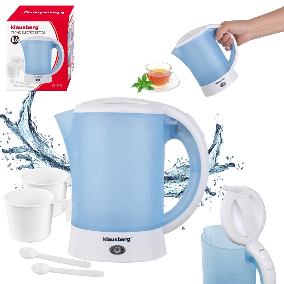 Electric travel kettle, 0.6 L, 2 cups + 2 teaspoons, Klausberg - Carlat