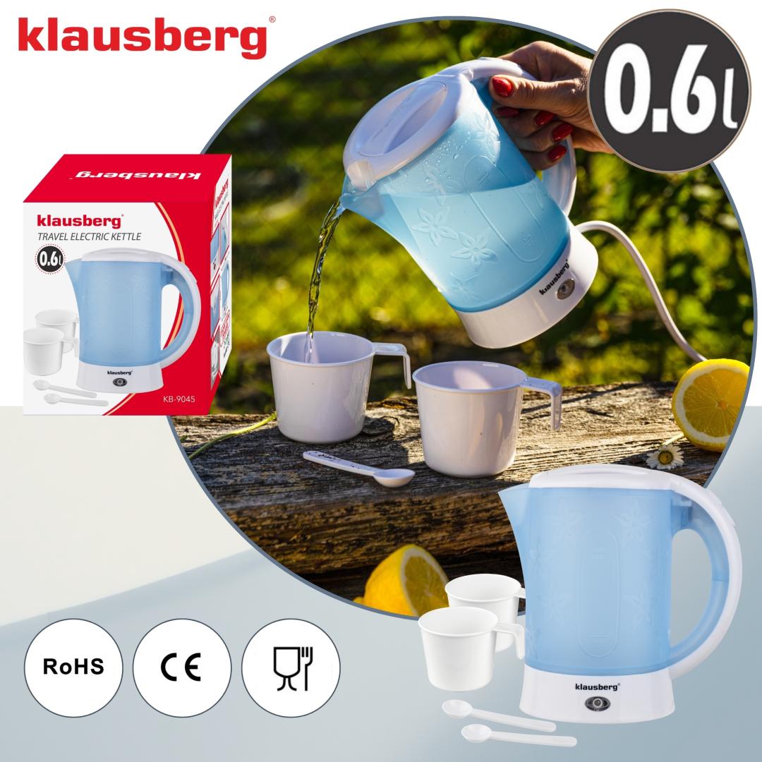 Electric travel kettle, 0.6 L, 2 cups + 2 teaspoons, Klausberg - Carlat