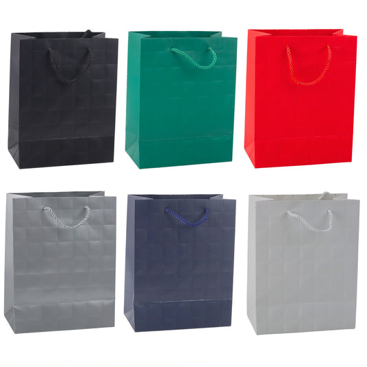 Elegant Gift Bag with Embossed Squares, 23 x 18 x 10.5 cm - Carlat