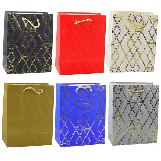 Elegant Paper Gift Bag with Gold Patterns, 23 x 18 x 10.5 cm - Carlat