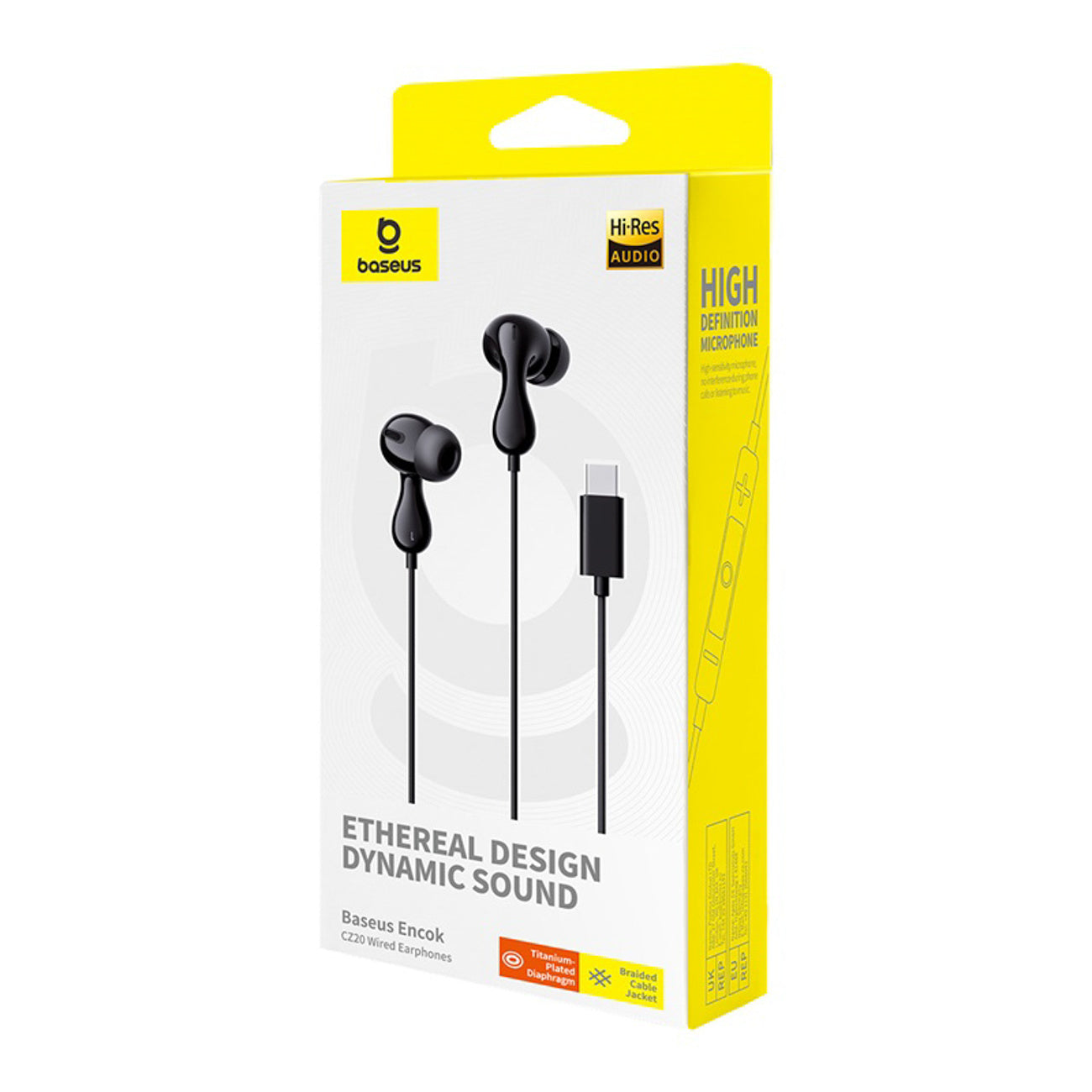 Encok CZ20 USB-C wired in-ear headphones - black - Carlat