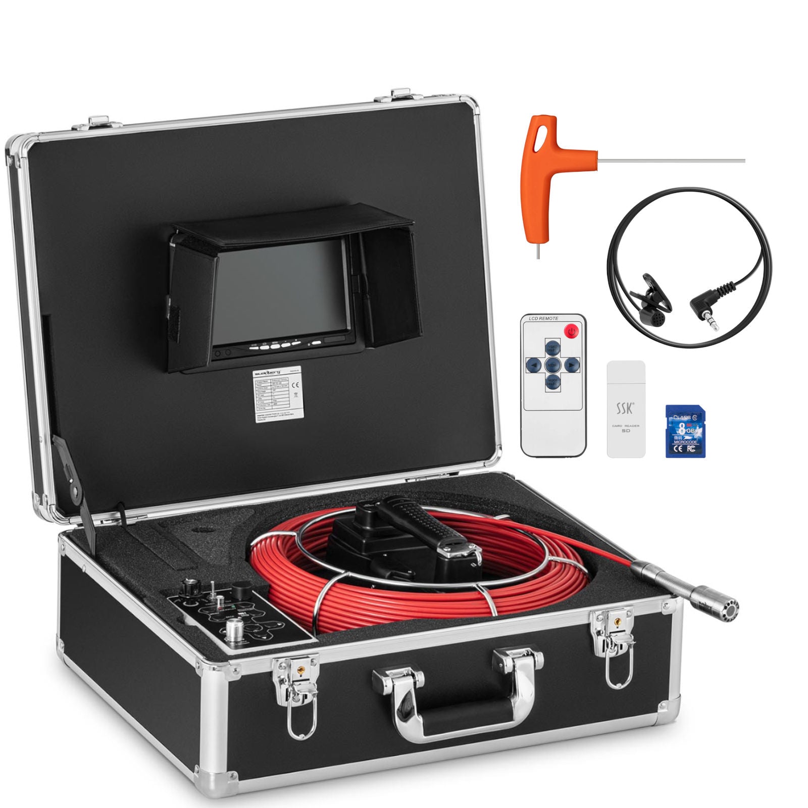 Endoscope LCD TFT 7' pipe inspection camera 40-80 mm long 50m - Carlat