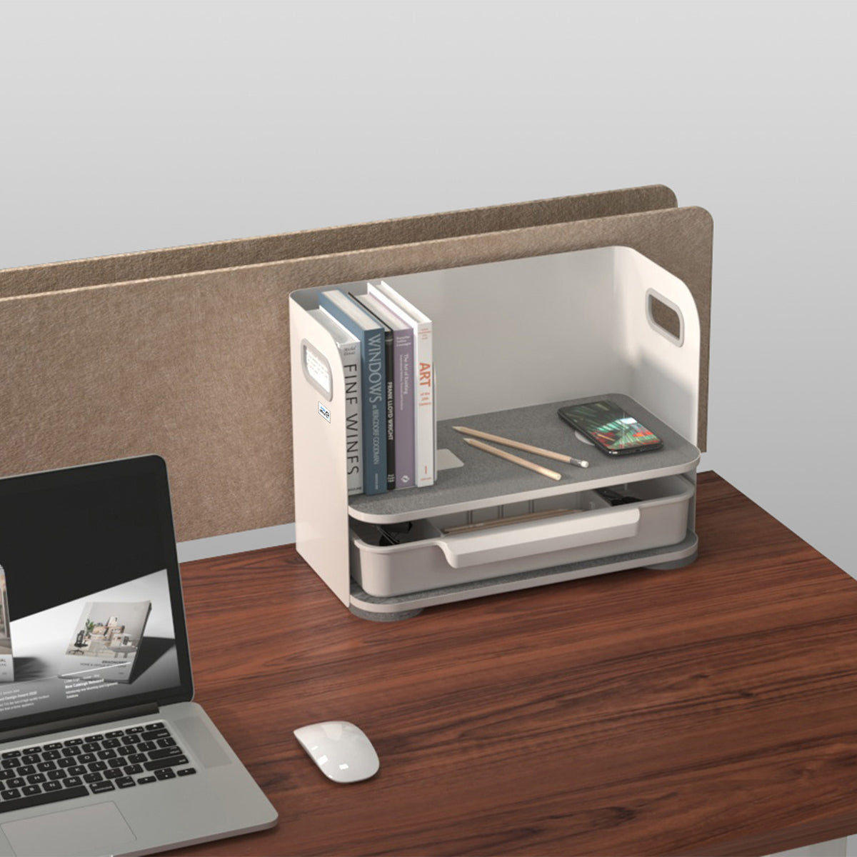 Ergo Office Desk Organizer with Drawer, White, max. 10 kg, ER-440 - Carlat