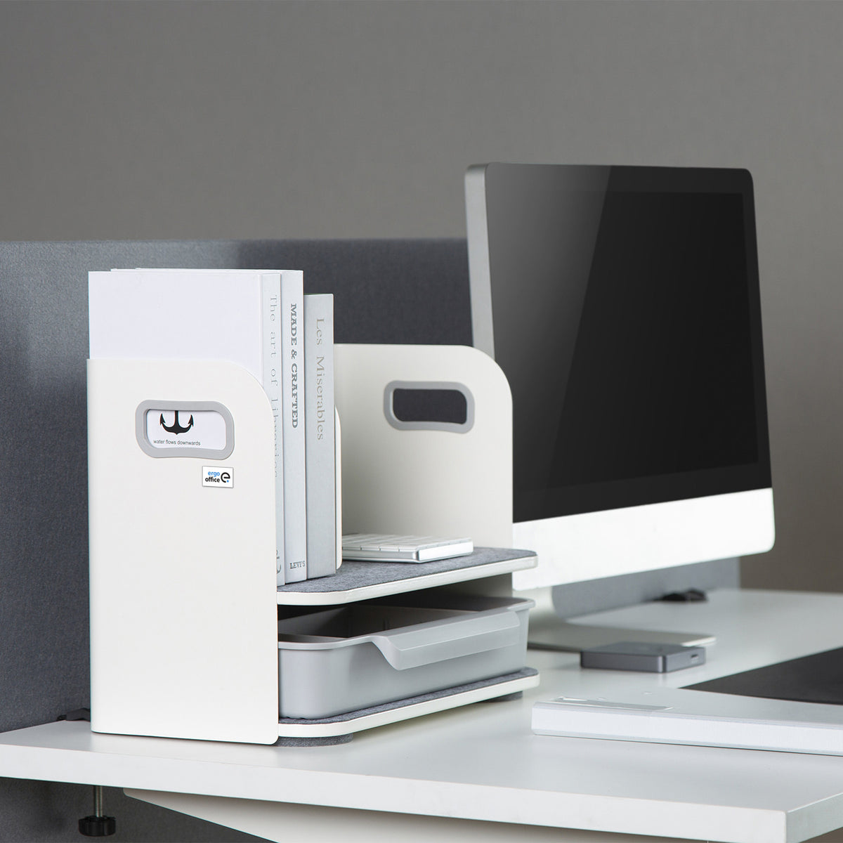 Ergo Office Desk Organizer with Drawer, White, max. 10 kg, ER-440 - Carlat