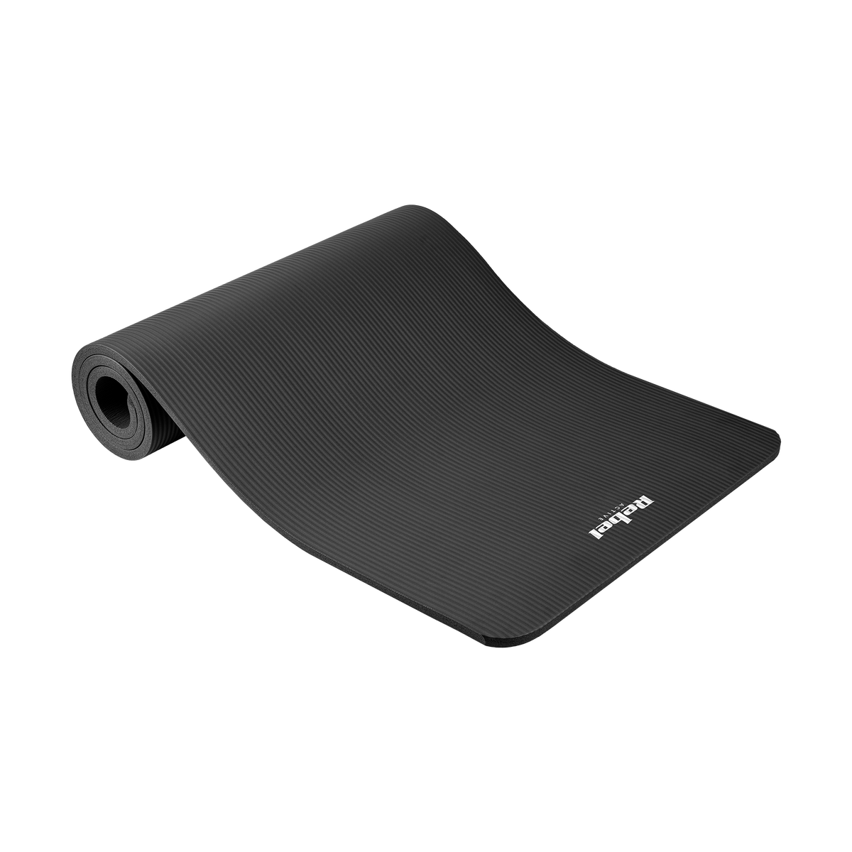 Exercise mat for yoga, Pilates, and fitness, 183x61 cm, 1.5 cm thick, NBR material, black, REBEL ACTIVE - Carlat