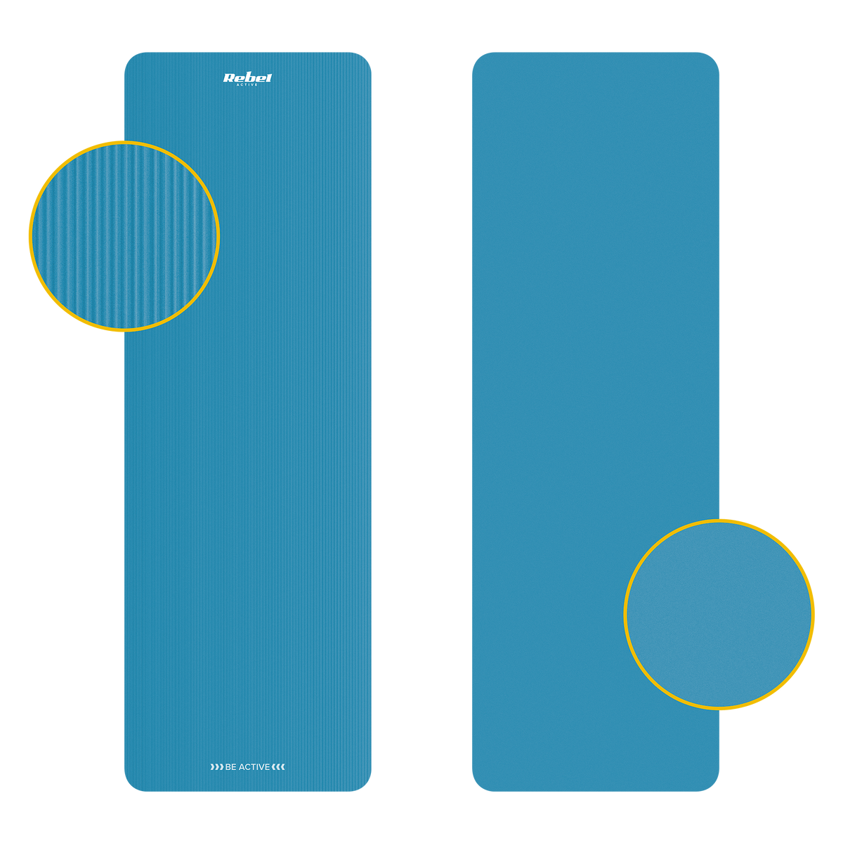 Exercise mat for yoga, Pilates, and fitness, 183x61 cm, 1 cm thick, NBR material, blue, REBEL ACTIVE - Carlat