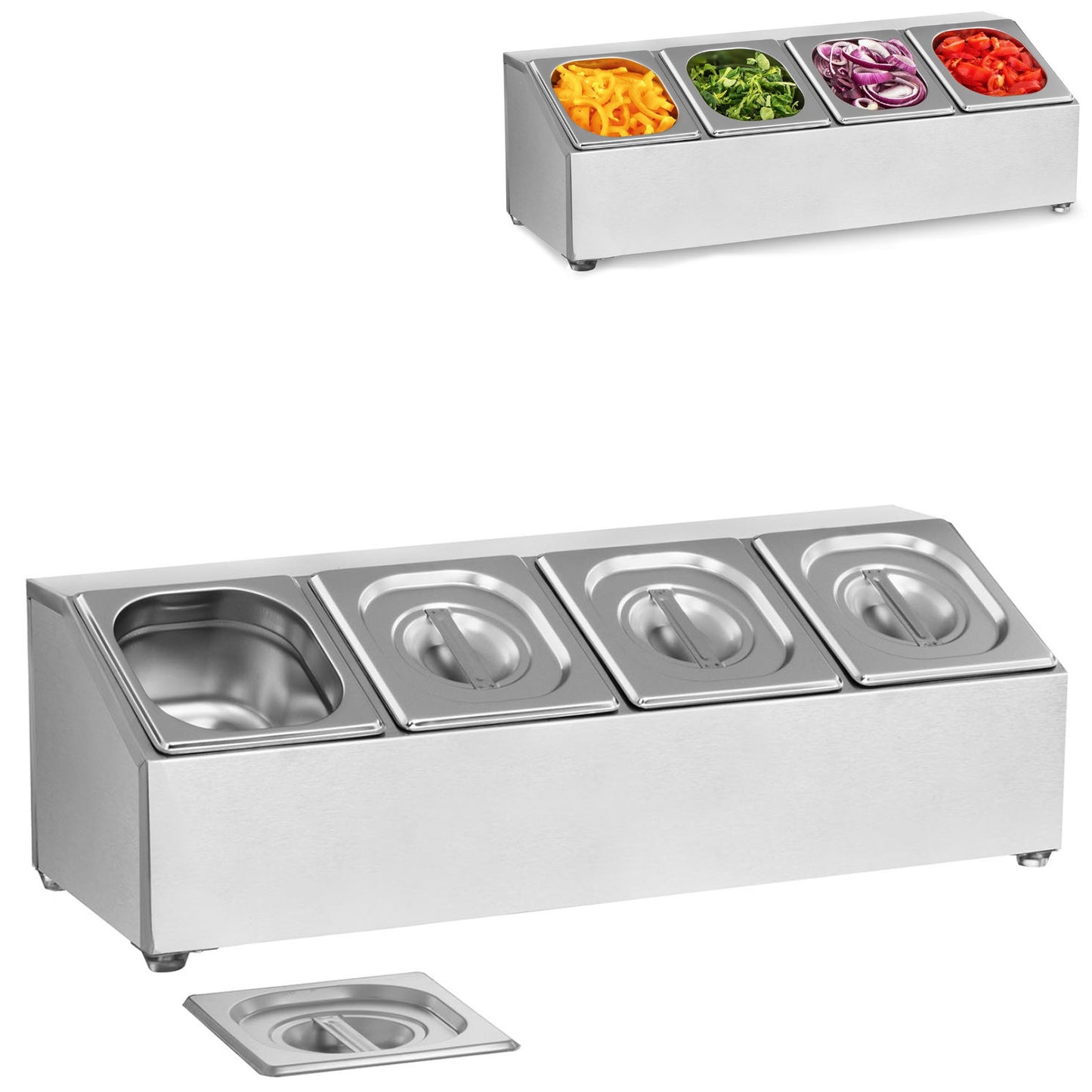 Exhibitor rack for catering containers 4 x GN1/6 + 4 x Containers - Carlat