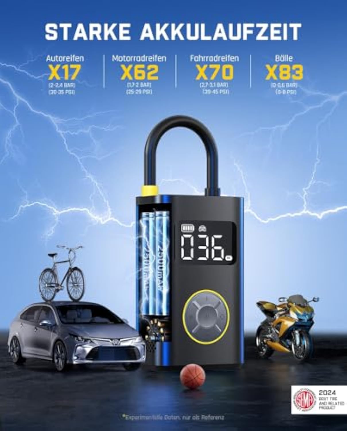 Fanttik X9 Pro Portable Electronic Air Pump, 1 Minute Fast Inflating Electric Compressor, 10.3 Bar/150 PSI Air Compressor with LED Light, for Bicycles, Cars, Motorcycles and Balls - Carlat