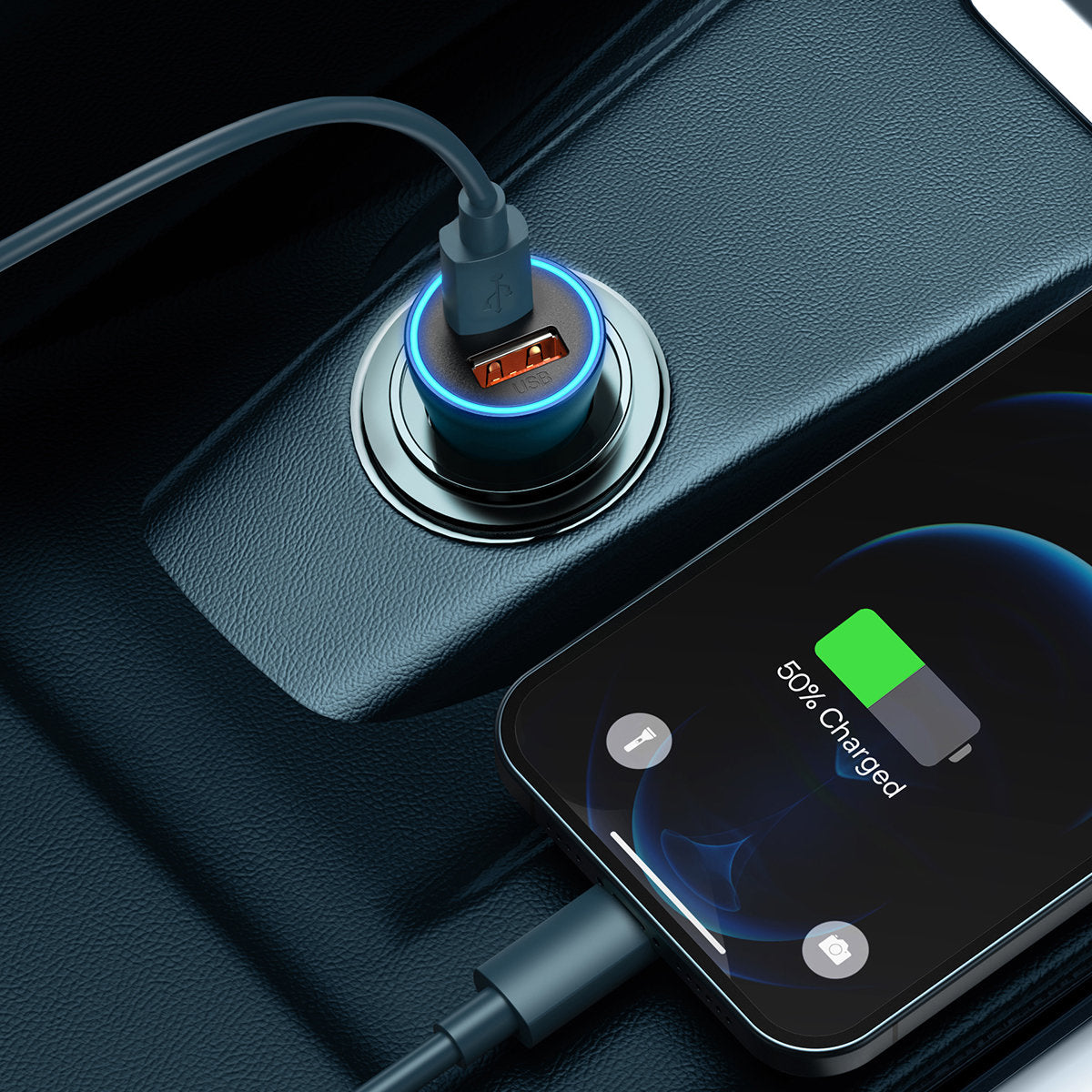 Fast car charger Golden Container Max USB USB-C 60W QC blue - Carlat