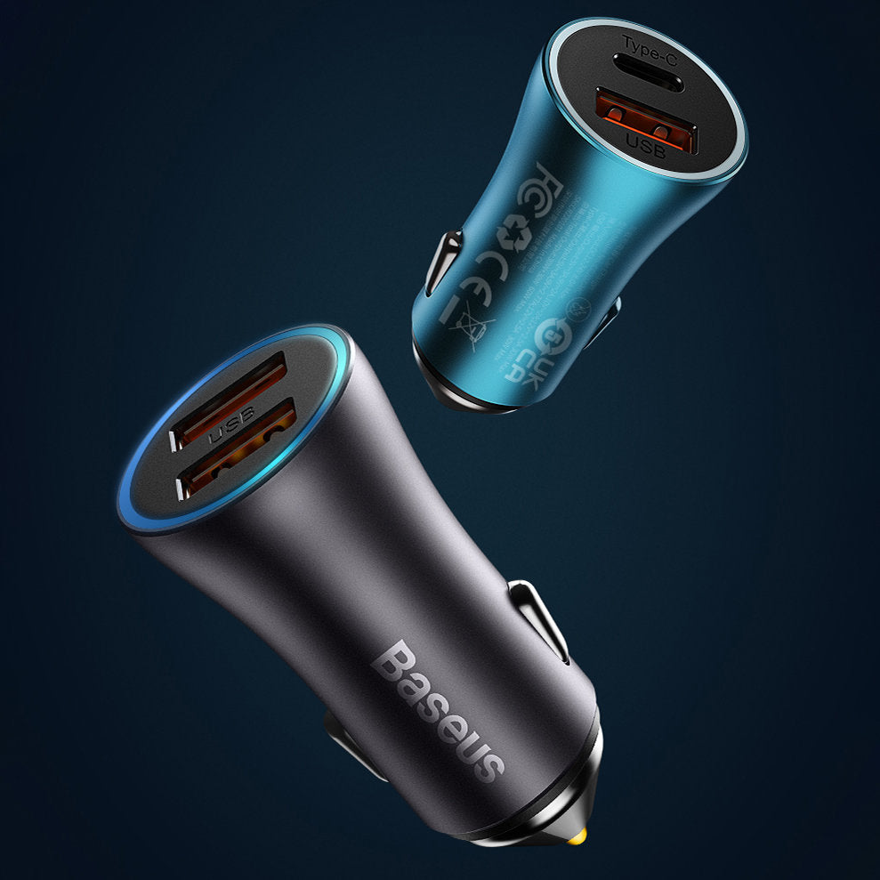 Fast car charger Golden Container Max USB USB-C 60W QC blue - Carlat