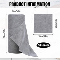 Feirdhoo Microfibre Cleaning Cloth Roll, Pack of 50 Tear-Off Cleaning Cloths, Reusable Lint-Free Cloths, Tea Towels, 30 x 30 cm Cleaning Cloths for Car, Household and Kitchen Cleaning - Carlat