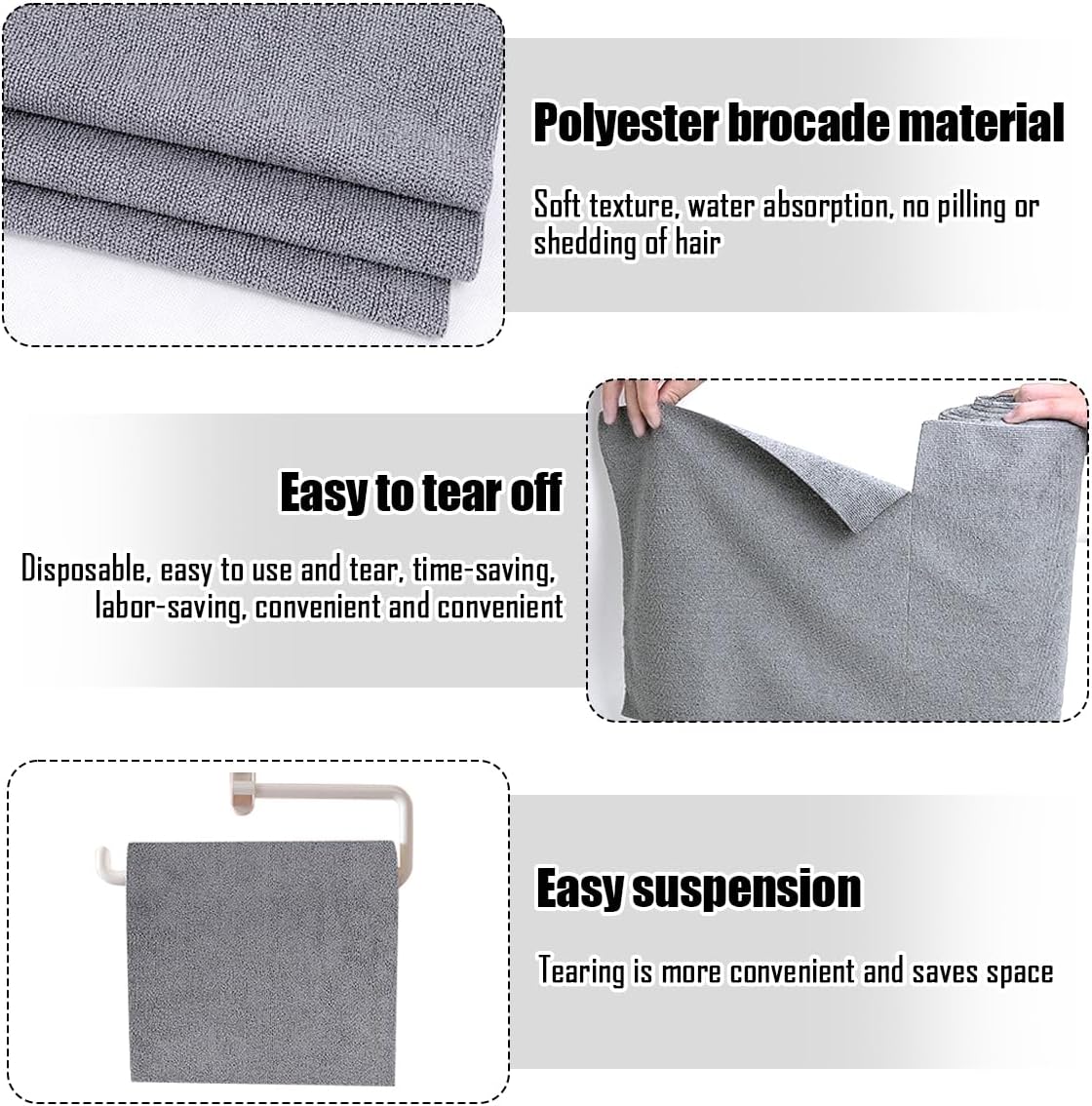 Feirdhoo Microfibre Cleaning Cloth Roll, Pack of 50 Tear-Off Cleaning Cloths, Reusable Lint-Free Cloths, Tea Towels, 30 x 30 cm Cleaning Cloths for Car, Household and Kitchen Cleaning - Carlat