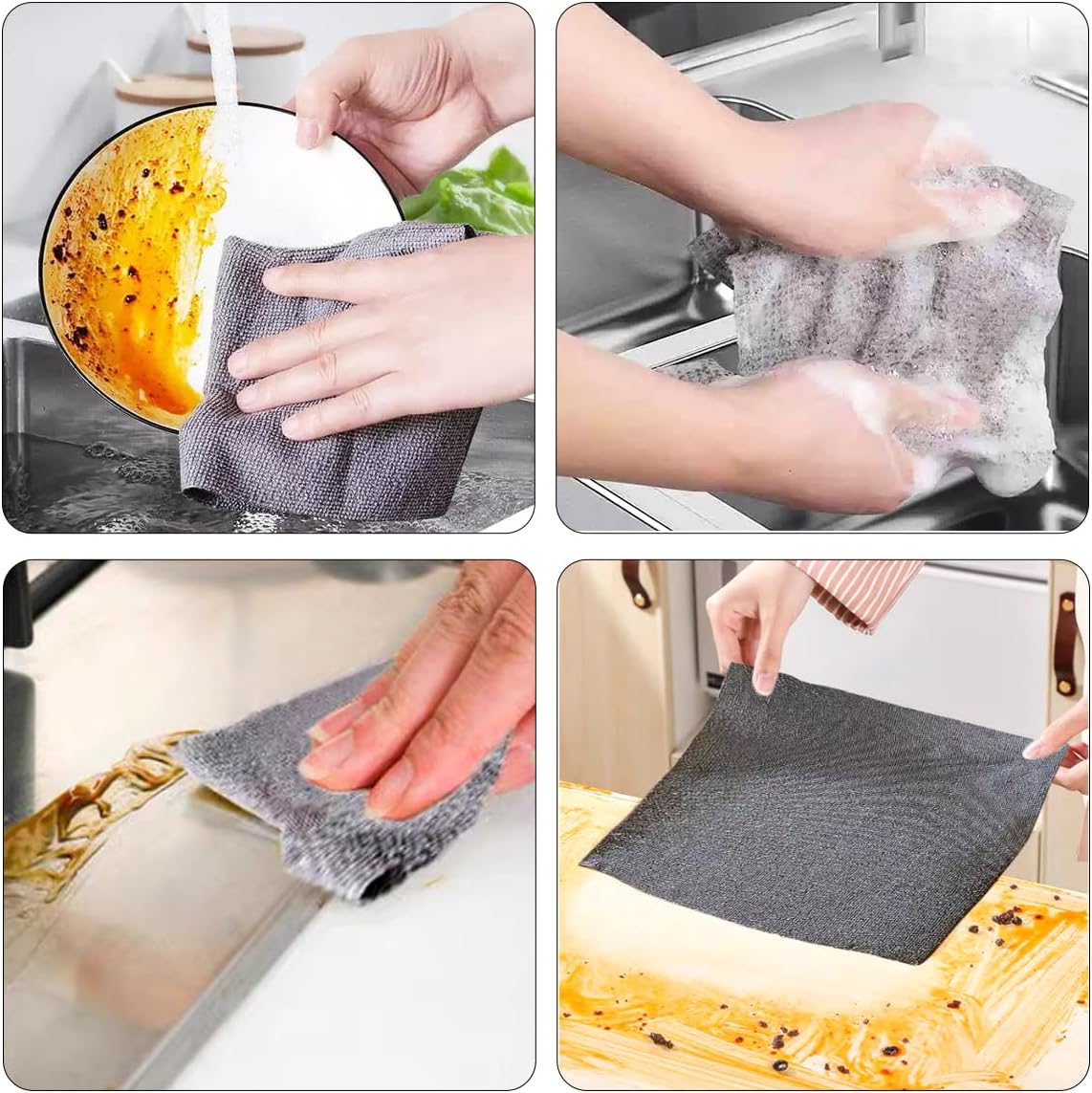 Feirdhoo Microfibre Cleaning Cloth Roll, Pack of 50 Tear-Off Cleaning Cloths, Reusable Lint-Free Cloths, Tea Towels, 30 x 30 cm Cleaning Cloths for Car, Household and Kitchen Cleaning - Carlat