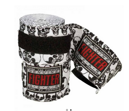 Fighter cotton boxing gloves black and white (pair) - Carlat