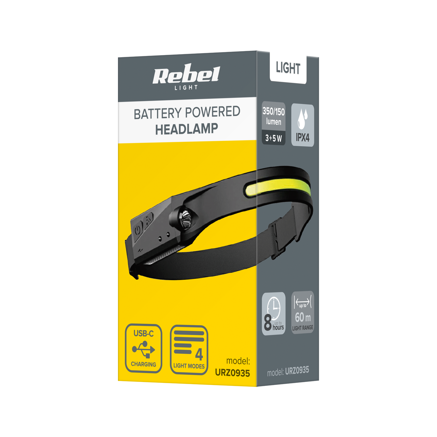 Rebel Flashlights, hand – Rechargeable headlamp (5W COB+ 3W Led) - headband – image 4