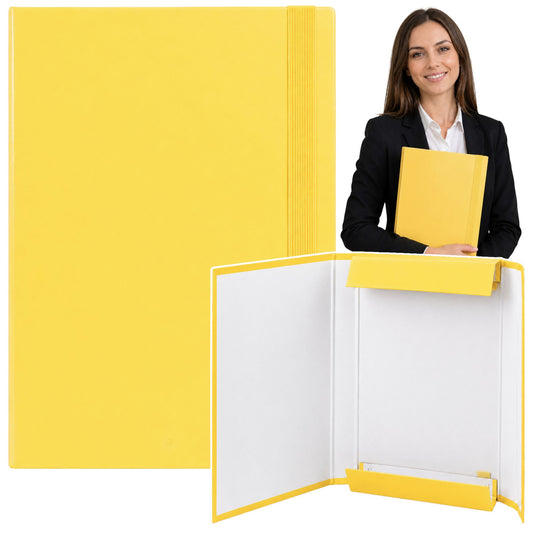 Fold-Out Document Folder with Elastic Band, Sturdy Office-Grade, Yellow, A4/4.5 cm - Carlat