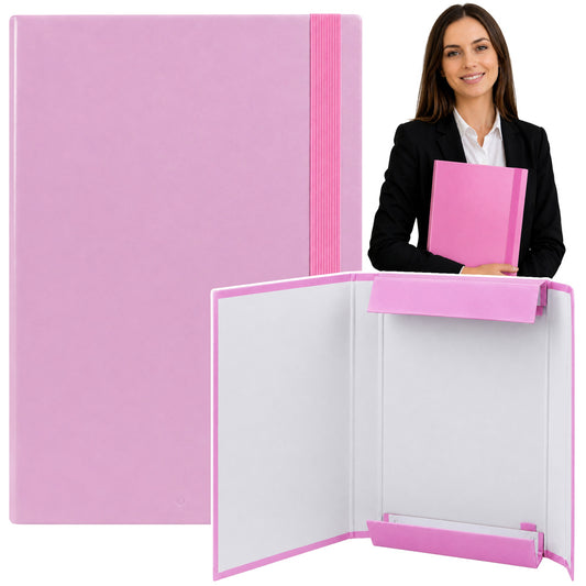 Fold-Out Document Folder with Elastic Band, Sturdy Office Style, Pink, A4/4.5 cm - Carlat