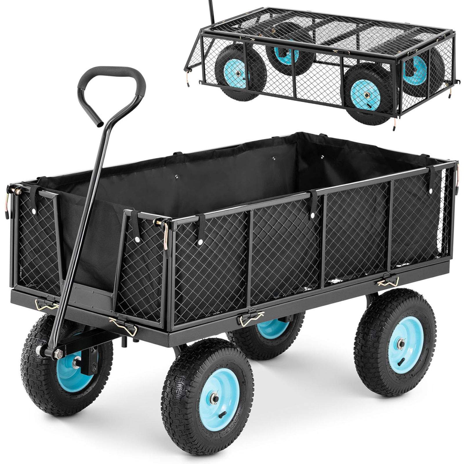 Foldable garden cart with a tarpaulin for transporting soil and fertilizer up to 550 kg - Carlat