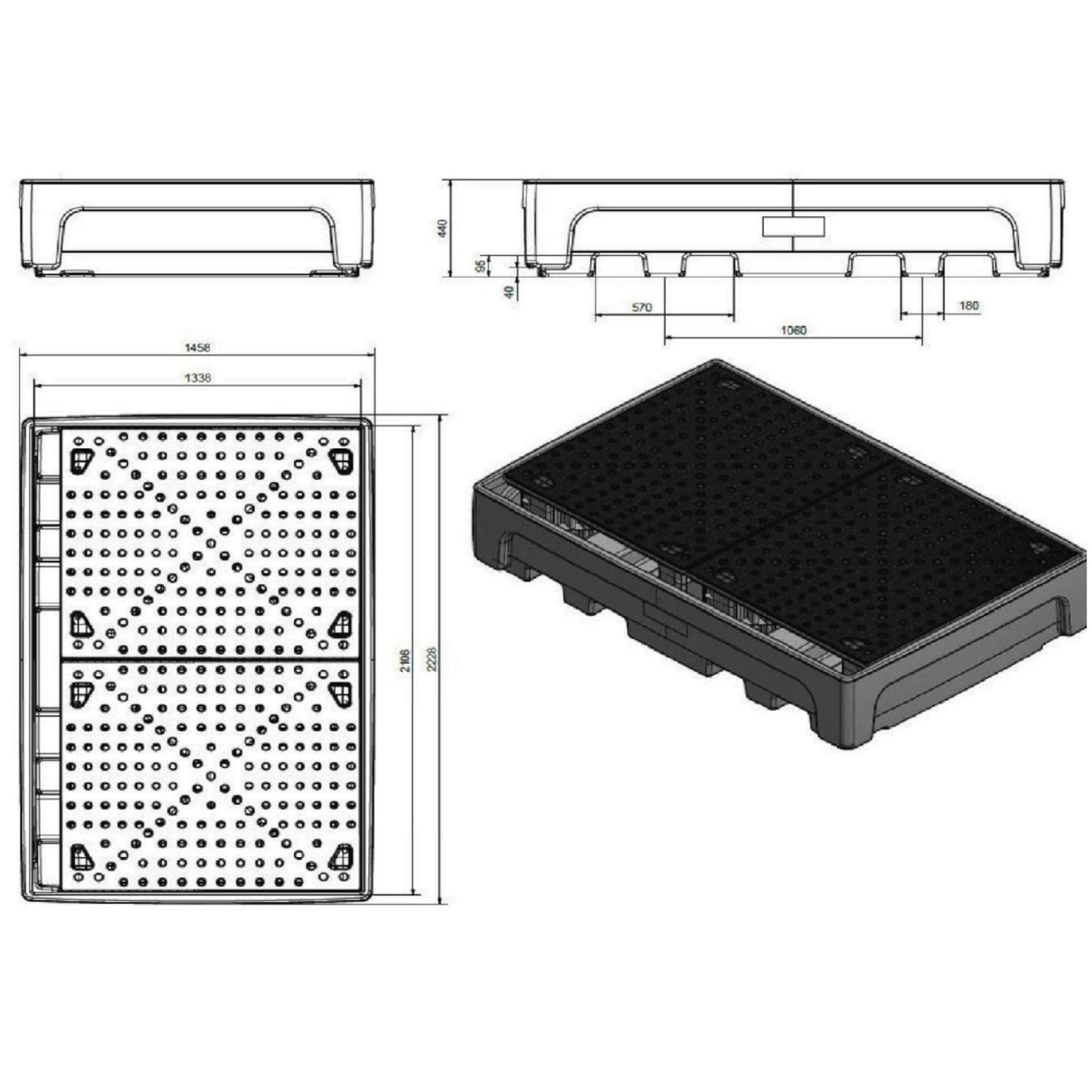 Food Service – Spill bathtub, base for 2 IBC 1100L - Carlat