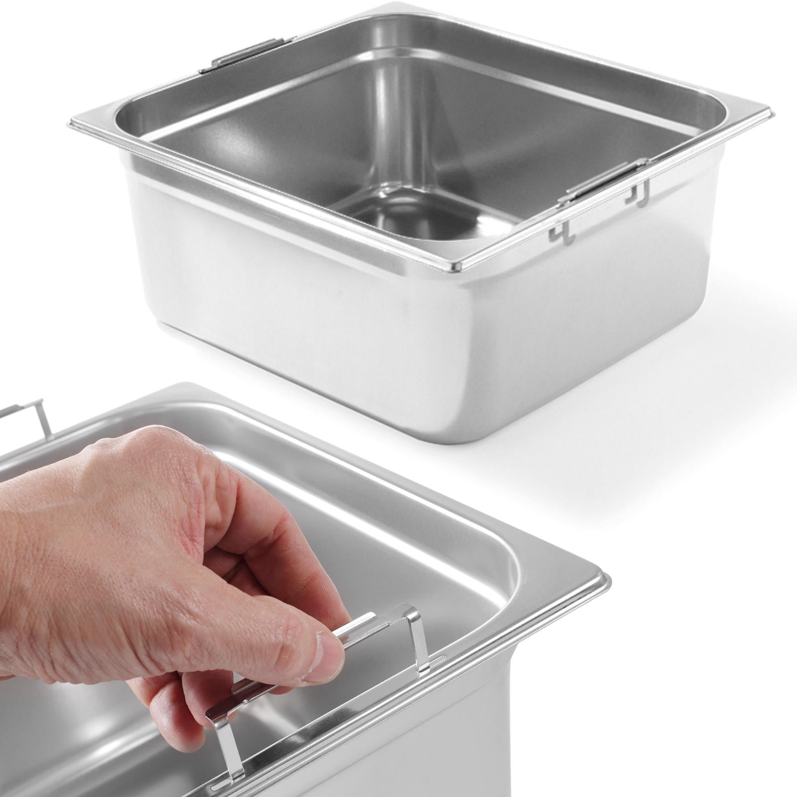 Food Storage Containers – GN container with retractable handles, stainless - Carlat