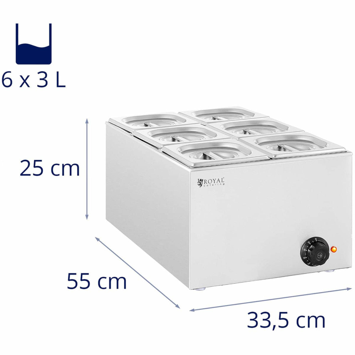 Food Warmers – Bain-marie electric heater 6 x GN 1/6 - Carlat