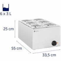 Food Warmers – Bain-marie electric heater 6 x GN 1/6 - Carlat