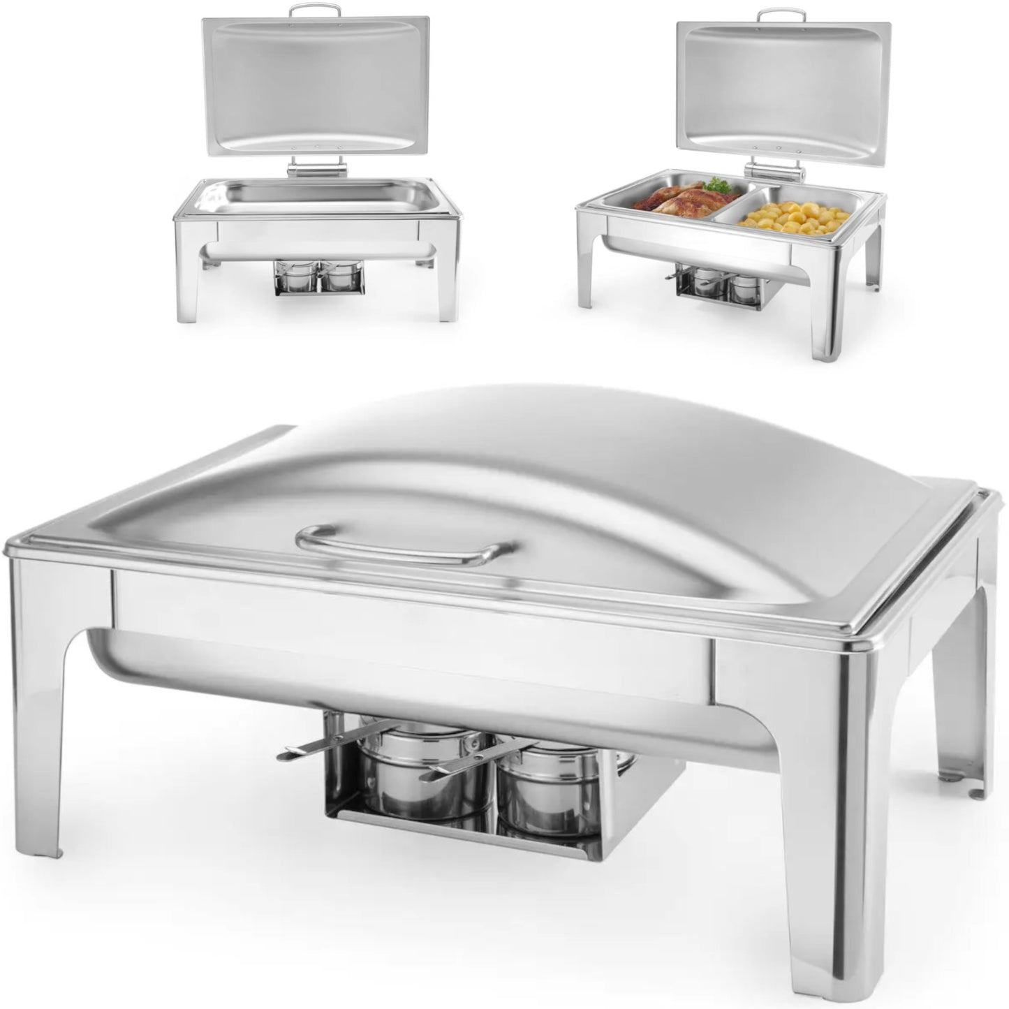 Food Warmers – Food warmer with candle paste, satin steel - Carlat