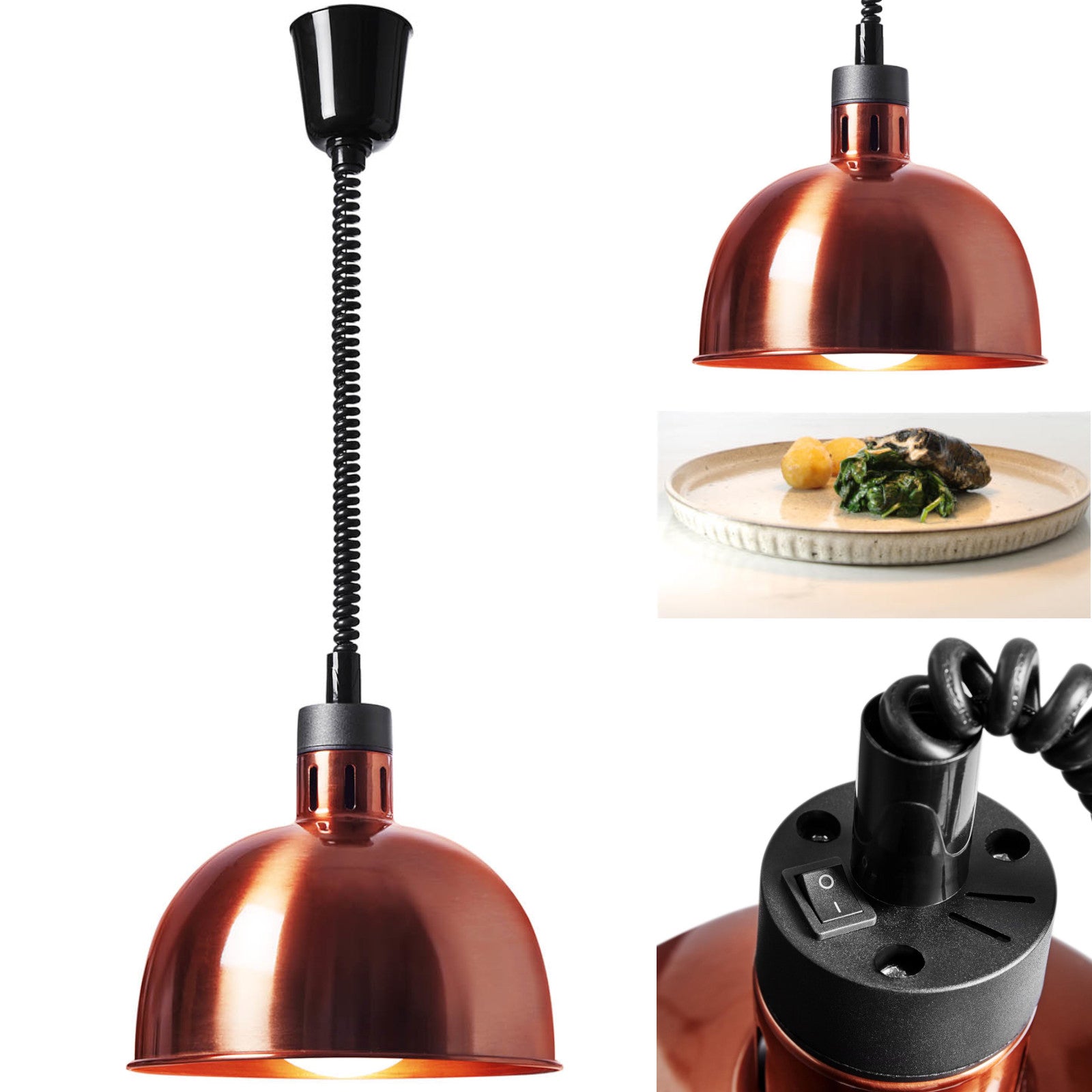 Food Warmers – Infrared IR food heating lamp, hanging, copper, - Carlat