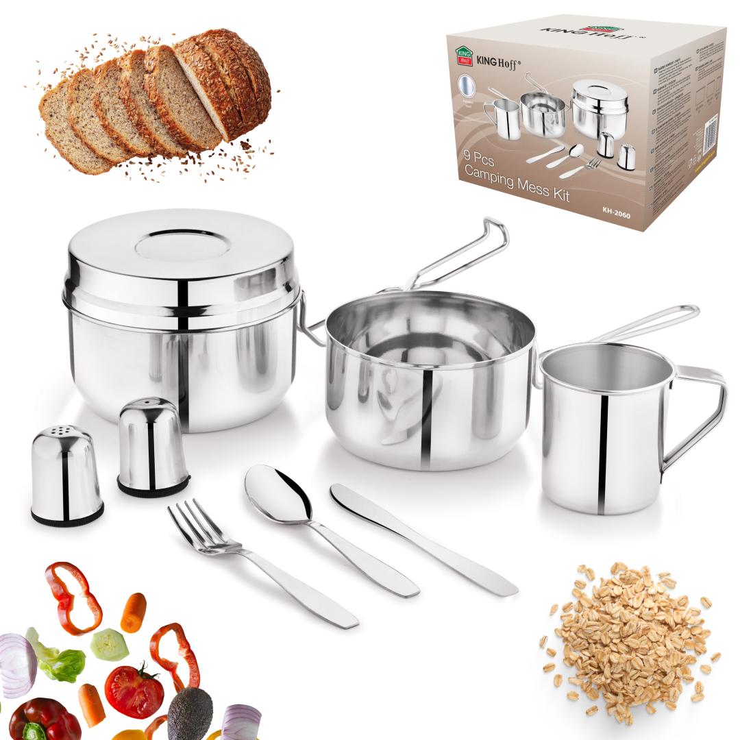 Food and – Travel Set, 9 pieces, stainless steel, Kinghoff, KH-2060 - Carlat