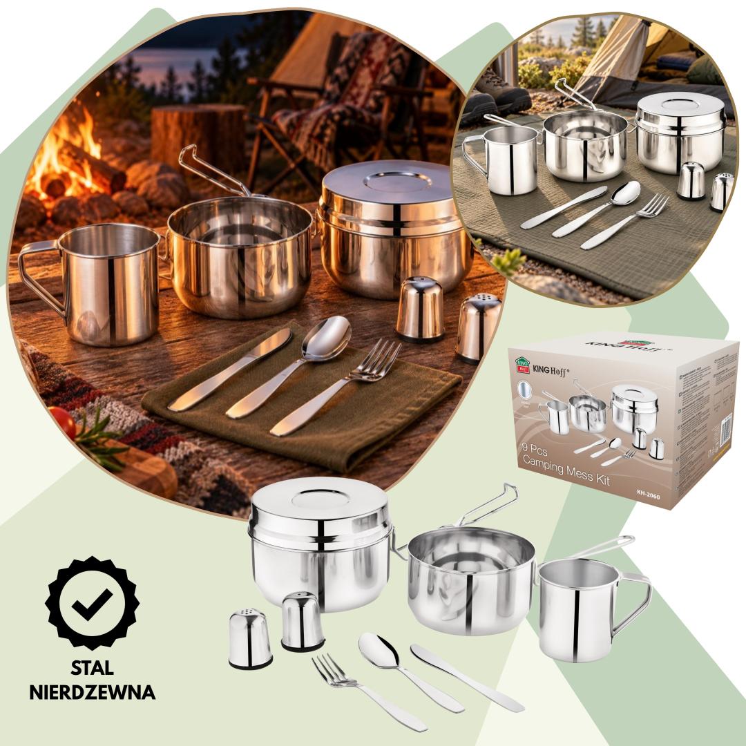 Food and – Travel Set, 9 pieces, stainless steel, Kinghoff, KH-2060 - Carlat