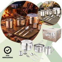 Food and – Travel Set, 9 pieces, stainless steel, Kinghoff, KH-2060 - Carlat