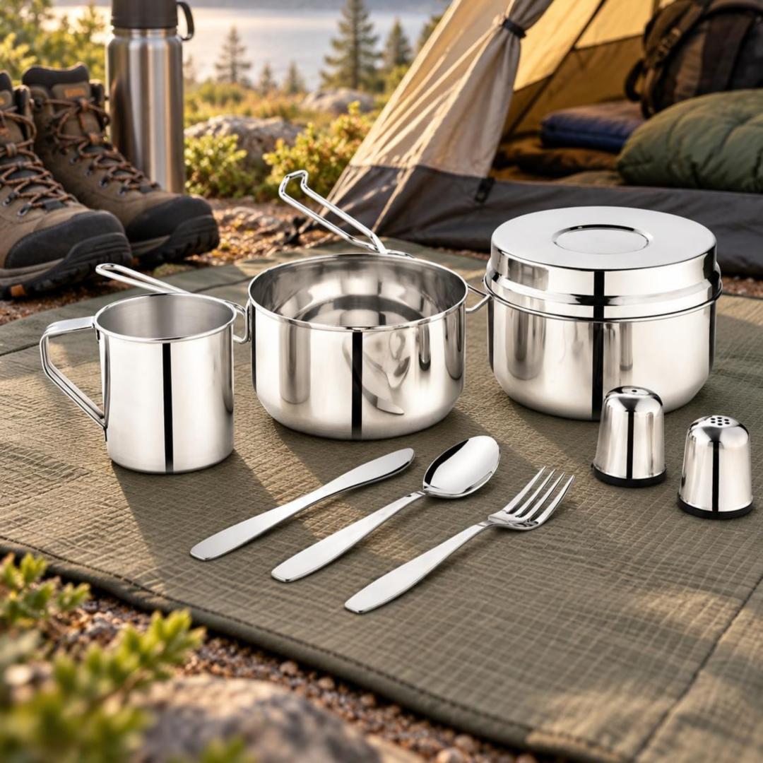 Food and – Travel Set, 9 pieces, stainless steel, Kinghoff, KH-2060 - Carlat