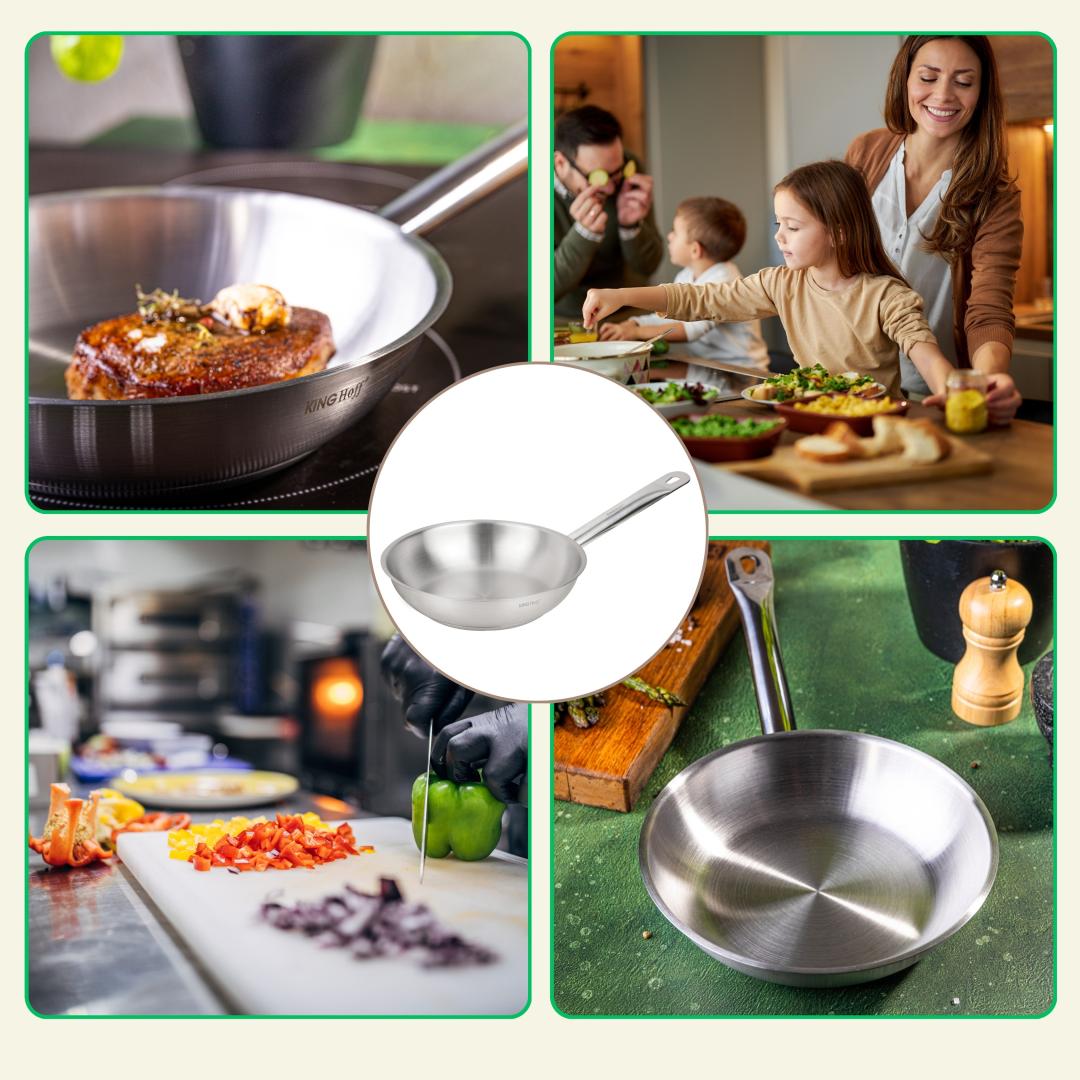 Frying – Frying pan, 21ct stainless steel, 20 cm, Kinghoff, KH-2018 - Carlat