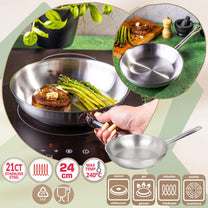 Frying – Frying pan, 21ct stainless steel, 20 cm, Kinghoff, KH-2018 - Carlat